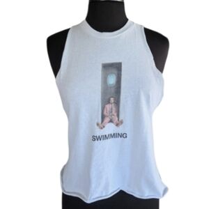 Mac Miller Diy Cut Tank Cropped Tour Merch  White Sleeveless Tank Top